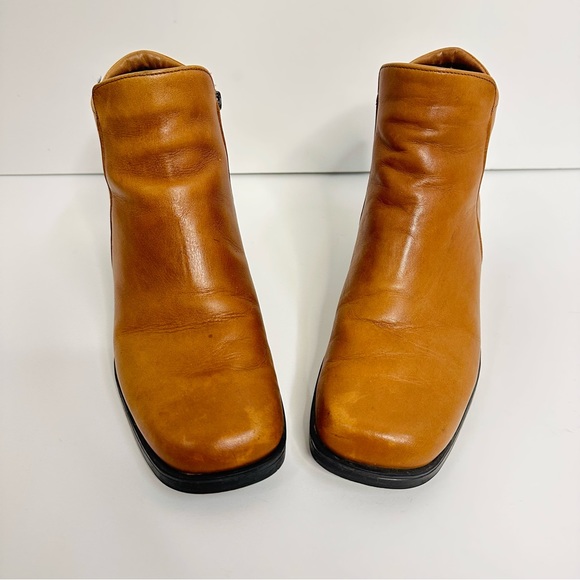 Vintage Santana Canada Waterproof Leather Camel Tan Chunky Square Toe Zip Boots - Picture 4 of 12